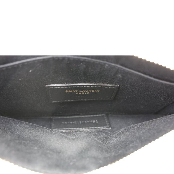 Yves Saint Laurent Monogram Bill Grain De Poudre Chevron Leather Zip Pouch Beige - Picture 10 of 12